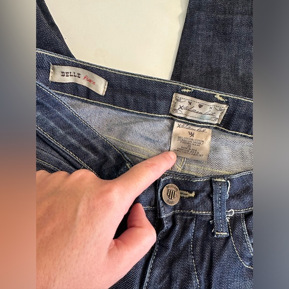 WILLIAM RAST Betty Flare Leg Denim Jeans Dark Wash Flap Snap Pockets Low Rise - Picture 8 of 9